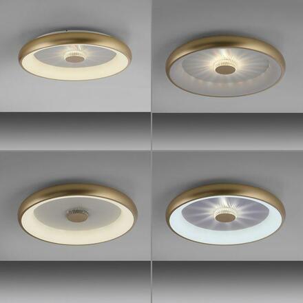 LEUCHTEN DIREKT is JUST LIGHT LED stropní svítidlo matná mosaz 61x61 kruhové křišťálový efekt stmívatelné CCT 2700-5000K LD 14386-60