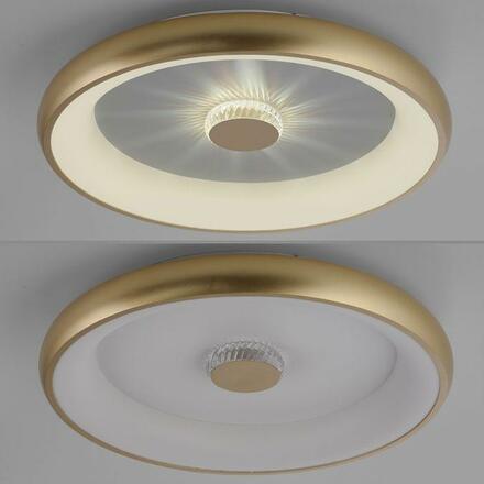 LEUCHTEN DIREKT is JUST LIGHT LED stropní svítidlo matná mosaz 61x61 kruhové křišťálový efekt stmívatelné CCT 2700-5000K LD 14386-60