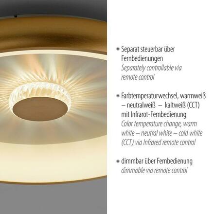LEUCHTEN DIREKT is JUST LIGHT LED stropní svítidlo matná mosaz 61x61 kruhové křišťálový efekt stmívatelné CCT 2700-5000K LD 14386-60