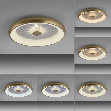 LEUCHTEN DIREKT is JUST LIGHT LED stropní svítidlo matná mosaz 61x61 kruhové křišťálový efekt stmívatelné CCT 2700-5000K LD 14386-60