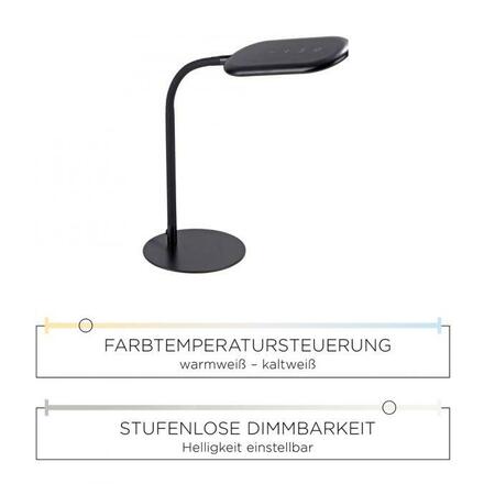 LEUCHTEN DIREKT is JUST LIGHT LED stolní lampa, černá, CCT, stmívatelné, do interiéru, IP20 3000-6000K