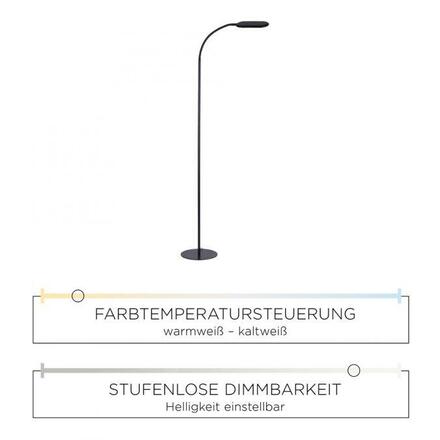 LEUCHTEN DIREKT is JUST LIGHT LED stojací svítidlo, černá, CCT, stmívatelné, do interiéru, IP20 3000-6000K