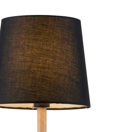 LEUCHTEN DIREKT is JUST LIGHT Stolní lampa, látkové stínidlo, černá, dřevo, jednoduché, nadčasové 14423-18