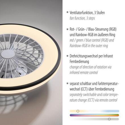 JUST LIGHT LED stropní ventilátor CCT RGB změna barev dálkový ovladač RGB/2700-6500K