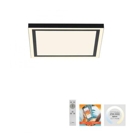 JUST LIGHT LED stropní svítidlo 30x30cm, černá, dálkové ovládání, stmívatelné, CCT ovládané přes aplikaci Tuya 2700-5000K