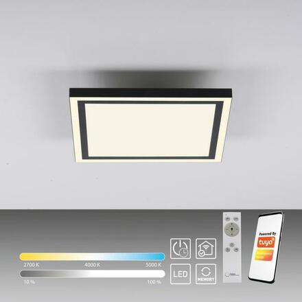 JUST LIGHT LED stropní svítidlo 30x30cm, černá, dálkové ovládání, stmívatelné, CCT ovládané přes aplikaci Tuya 2700-5000K