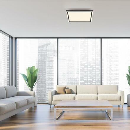 JUST LIGHT LED stropní svítidlo 45x45cm, černá, dálkové ovládání, CCT, ovládané přes aplikaci Tuya stmívatelné 2700-5000K