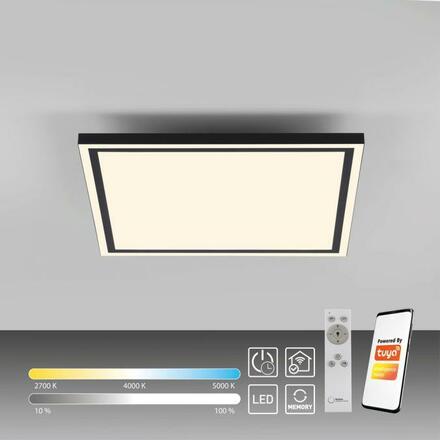 JUST LIGHT LED stropní svítidlo 45x45cm, černá, dálkové ovládání, CCT, ovládané přes aplikaci Tuya stmívatelné 2700-5000K