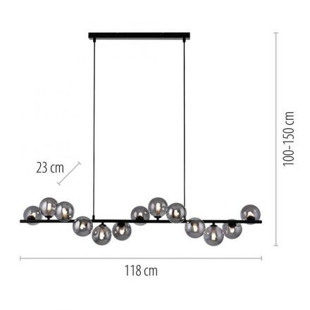 JUST LIGHT Kolekce Schöner Wohnen závěsné svítidlo DUBAI, černá, kouřové sklo, nastavitelná výška 3000K