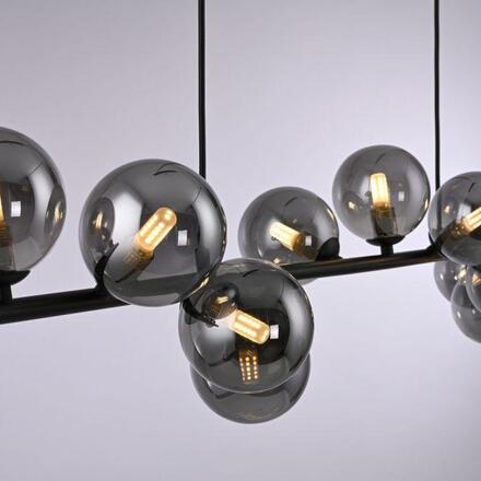 JUST LIGHT Kolekce Schöner Wohnen závěsné svítidlo DUBAI, černá, kouřové sklo, nastavitelná výška 3000K