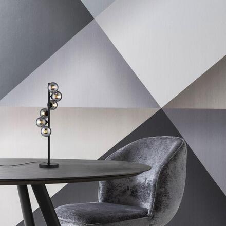 JUST LIGHT Kolekce Schöner Wohnen stolní lampa DUBAI, černá, kouřové sklo, šňůrový vypínač 3000K