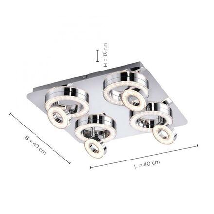 LEUCHTEN DIREKT is JUST LIGHT LED stropní svítidlo, chrom, 4-ramenné, design 3000K LD 14522-17