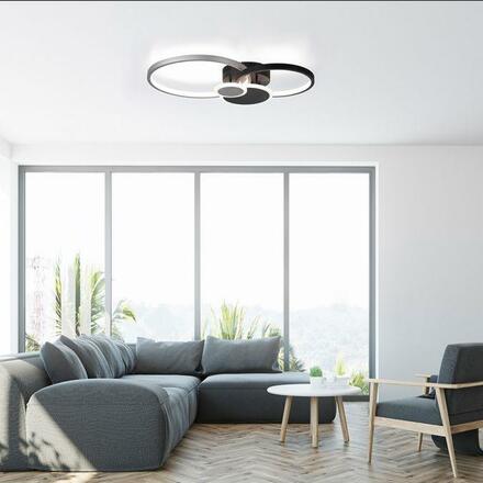 LEUCHTEN DIREKT is JUST LIGHT LED stropní svítidlo, černá, hliník, 4 kruhy, teplá bílá, úsporné 3000K