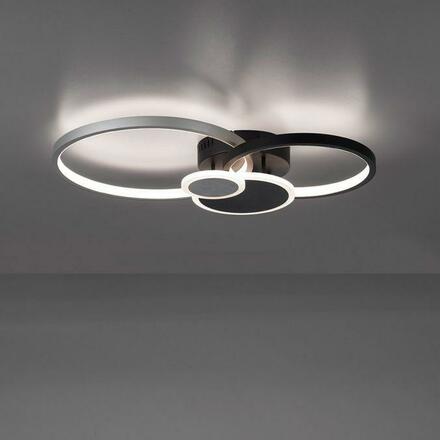 LEUCHTEN DIREKT is JUST LIGHT LED stropní svítidlo, černá, hliník, 4 kruhy, teplá bílá, úsporné 3000K
