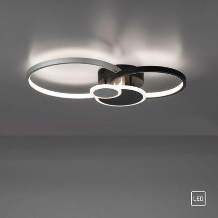 LEUCHTEN DIREKT is JUST LIGHT LED stropní svítidlo, černá, hliník, 4 kruhy, teplá bílá, úsporné 3000K