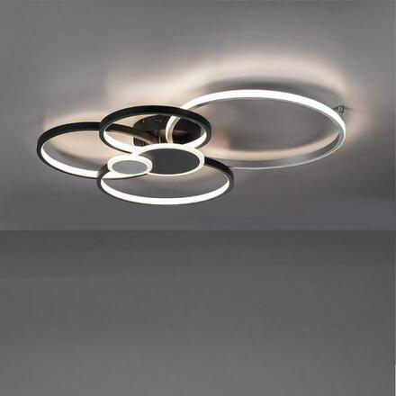 LEUCHTEN DIREKT is JUST LIGHT LED stropní svítidlo kruhové s 6ti kruhy, černá, hliník, teplá bílá 3000K