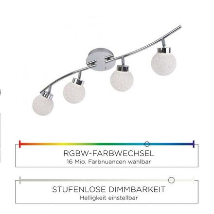 LEUCHTEN DIREKT is JUST LIGHT LED stropní svítidlo 4-ramenné, chrom, bodové lineární svítidlo RGB+3000K LD 14551-17