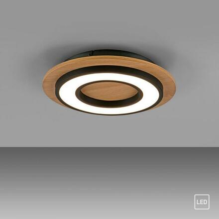 JUST LIGHT LED stropní svítidlo černé kruhové kovový a dřevěný dekor 3000K teplá bílá 3000K LD 14560-18