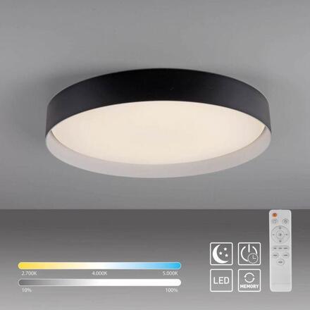 JUST LIGHT Kolekce Schöner Wohnen LED stropní svítidlo TAVOLI, černé, kruhové 49cm, stmívatelné, dálkový ovladač 2700-6500K