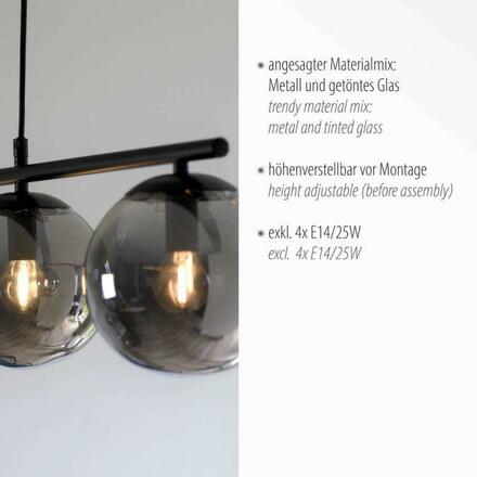 LEUCHTEN DIREKT is JUST LIGHT stropní svítidlo, černá, jednoduché, nadčasové, 4 ramenné