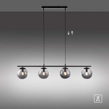 LEUCHTEN DIREKT is JUST LIGHT stropní svítidlo, černá, jednoduché, nadčasové, 4 ramenné