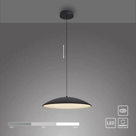 JUST LIGHT Kolekce Schöner Wohnen LED závěsné svítidlo LENTE, černé, stmívatelné, paměťová funkce, krokově stmívatelné 3000K