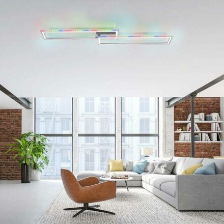 LEUCHTEN DIREKT is JUST LIGHT LED stropní svítidlo 72x210cm, stříbrná barva, RGB Rainbow, stmívatelné, CCT RGB+2700-5000K