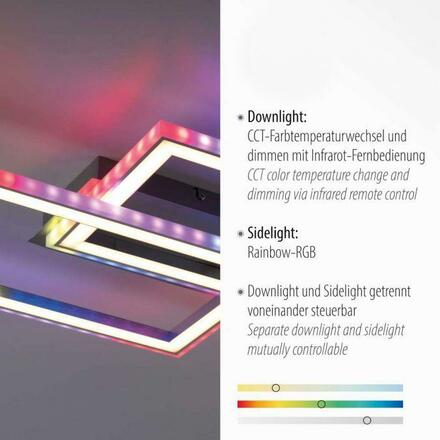 LEUCHTEN DIREKT is JUST LIGHT LED stropní svítidlo 72x210cm, stříbrná barva, RGB Rainbow, stmívatelné, CCT RGB+2700-5000K