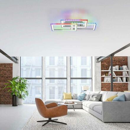 LEUCHTEN DIREKT is JUST LIGHT LED stropní svítidlo otočné, stříbrná barva, RGB Rainbow, stmívatelné RGB+2700-5000K