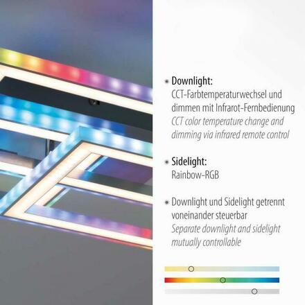 LEUCHTEN DIREKT is JUST LIGHT LED stropní svítidlo otočné, stříbrná barva, RGB Rainbow, stmívatelné RGB+2700-5000K