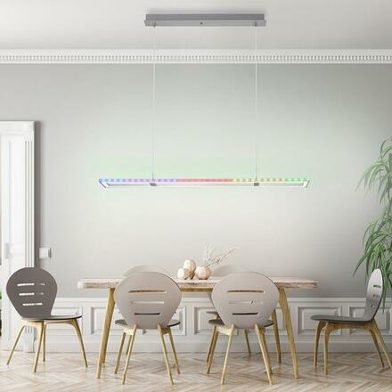 LEUCHTEN DIREKT is JUST LIGHT LED závěsné svítidlo, stříbrná barva, stmívatelné, Rainbow RGB, paměťová funkce RGB+2700-5000K
