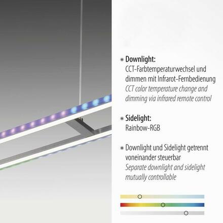 LEUCHTEN DIREKT is JUST LIGHT LED závěsné svítidlo, stříbrná barva, stmívatelné, Rainbow RGB, paměťová funkce RGB+2700-5000K