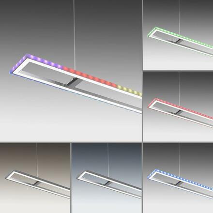 LEUCHTEN DIREKT is JUST LIGHT LED závěsné svítidlo, stříbrná barva, stmívatelné, Rainbow RGB, paměťová funkce RGB+2700-5000K