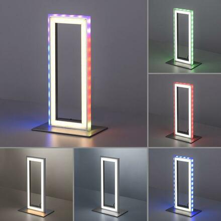 LEUCHTEN DIREKT is JUST LIGHT LED stolní lampa, stříbrná barva, šňůrový vypínač, Rainbow RGB, dálkový ovladač RGB+2700-5000K
