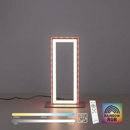 LEUCHTEN DIREKT is JUST LIGHT LED stolní lampa, stříbrná barva, šňůrový vypínač, Rainbow RGB, dálkový ovladač RGB+2700-5000K