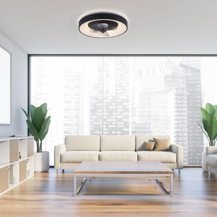 JUST LIGHT LED stropní svítidlo s ventilátorem černé, časovač, stmívatelné paměťová funkce 2700-5000K