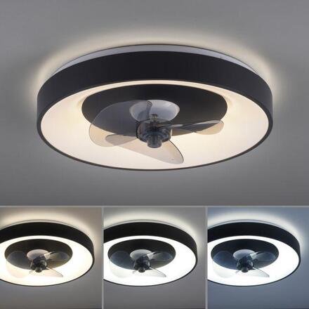 JUST LIGHT LED stropní svítidlo s ventilátorem černé, časovač, stmívatelné paměťová funkce 2700-5000K