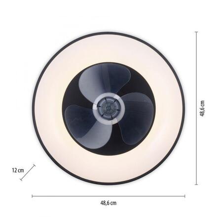 JUST LIGHT LED stropní svítidlo s ventilátorem černé, časovač, stmívatelné paměťová funkce 2700-5000K