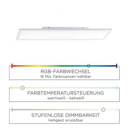 LEUCHTEN DIREKT is JUST LIGHT LED panel svítidlo, stropní svítidlo, bílé, 100x25 cm, stmívatelné, Smart-Home MEDION RGB+3000-5000K