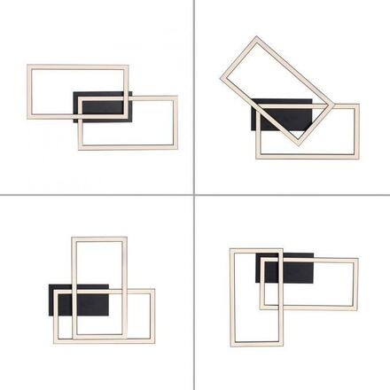 LEUCHTEN DIREKT is JUST LIGHT LED stropní svítidlo, černá, Switchmo, podlouhlé, ploché krokově stmívatelné 3000K