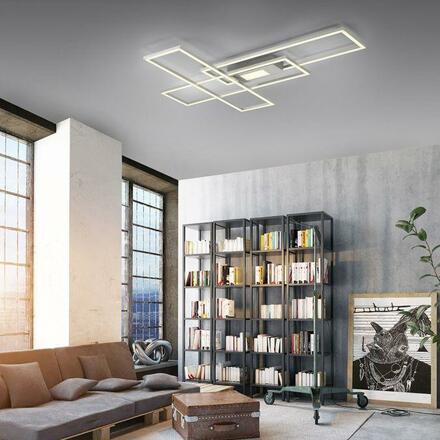 LEUCHTEN DIREKT is JUST LIGHT LED stropní svítidlo stříbrná barva 99x69cm, hranaté, stmívatelné, downlight+sidelight 2700-5000K