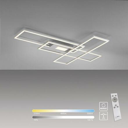 LEUCHTEN DIREKT is JUST LIGHT LED stropní svítidlo stříbrná barva 99x69cm, hranaté, stmívatelné, downlight+sidelight 2700-5000K