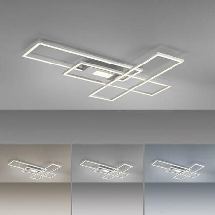 LEUCHTEN DIREKT is JUST LIGHT LED stropní svítidlo stříbrná barva 99x69cm, hranaté, stmívatelné, downlight+sidelight 2700-5000K