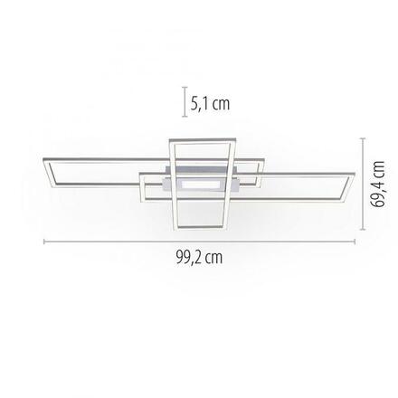 LEUCHTEN DIREKT is JUST LIGHT LED stropní svítidlo stříbrná barva 99x69cm, hranaté, stmívatelné, downlight+sidelight 2700-5000K