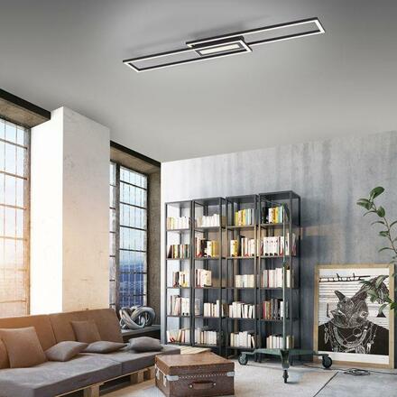 LEUCHTEN DIREKT is JUST LIGHT LED stropní svítidlo 95x17,5cm, černá, ploché, paměťová funkce, jednoduchý panel 3000K