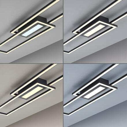 LEUCHTEN DIREKT is JUST LIGHT LED stropní svítidlo 95x17,5cm, černá, ploché, paměťová funkce, jednoduchý panel 3000K