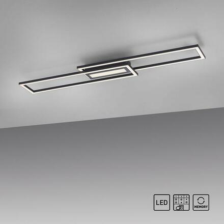 LEUCHTEN DIREKT is JUST LIGHT LED stropní svítidlo 95x17,5cm, černá, ploché, paměťová funkce, jednoduchý panel 3000K