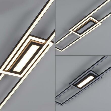 LEUCHTEN DIREKT is JUST LIGHT LED stropní svítidlo 95x17,5cm, černá, ploché, paměťová funkce, jednoduchý panel 3000K
