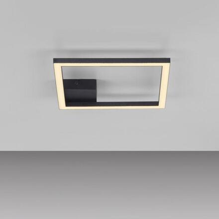 JUST LIGHT LED stropní svítidlo IVEN, černé, čtverec, ploché, teplá bílá, moderní 3000K