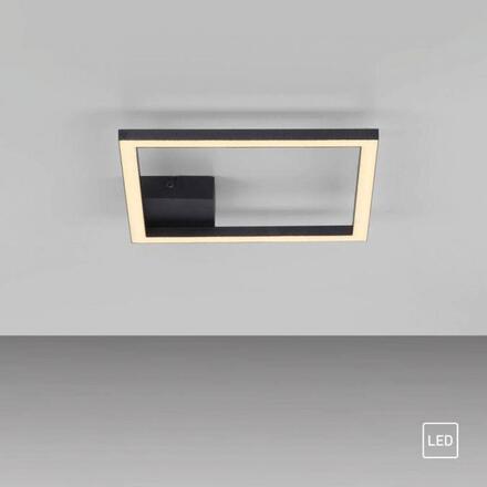 JUST LIGHT LED stropní svítidlo IVEN, černé, čtverec, ploché, teplá bílá, moderní 3000K